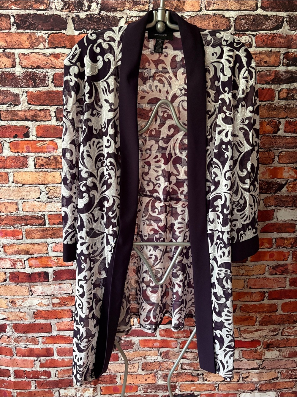 R&M Richards Purple and White Sheer Duster Jacket Size 16/XL